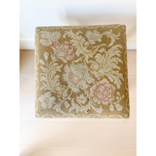 Antique English Oak Barley Twist Upholstered Footstool For Sale In Houston - Image 6 of 6