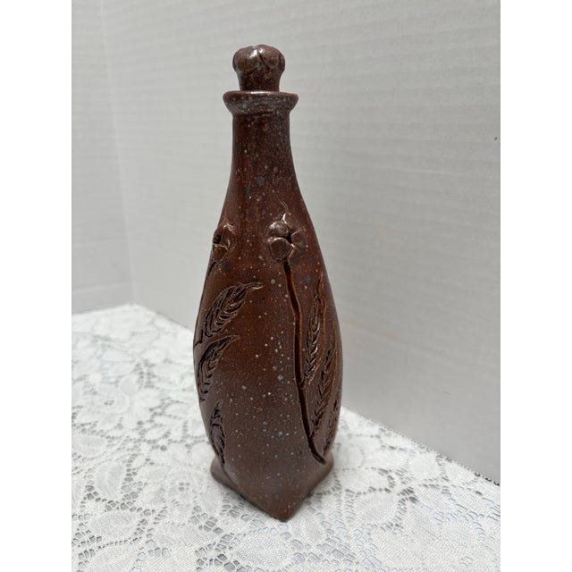 1970s Vintage Handmade Pottery Vase, Bottle or Vessel With Top Closure For Sale - Image 5 of 8