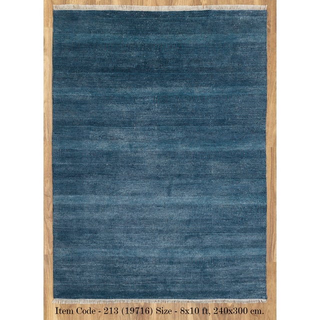 8' x 10' Savannah Hand Knotted Modern Navy Blue Wool & Silk Rug For Sale - Image 18 of 18