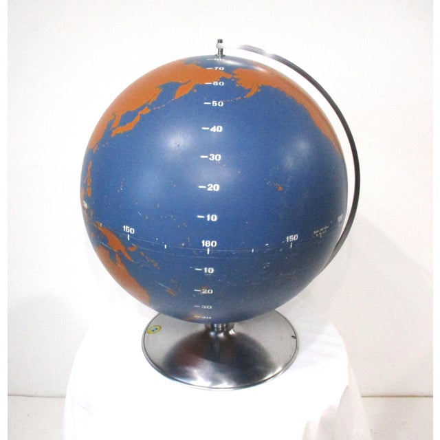 Art Deco Large Rare Color Metal Military Machine Age Globe by a.j. Nystrom For Sale - Image 3 of 12