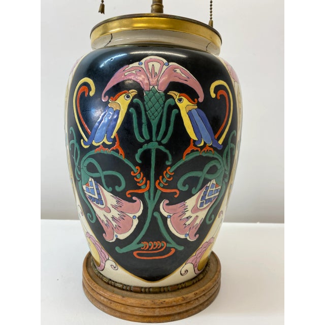 Antique Art Nouveau Ceramic Vase Table Lamp Conversion for Restoration Absolutely gorgeous hand made, hand painted Art...