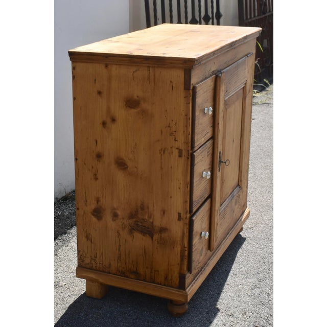Pine Three Drawer Czech Bread Cupboard For Sale - Image 4 of 14