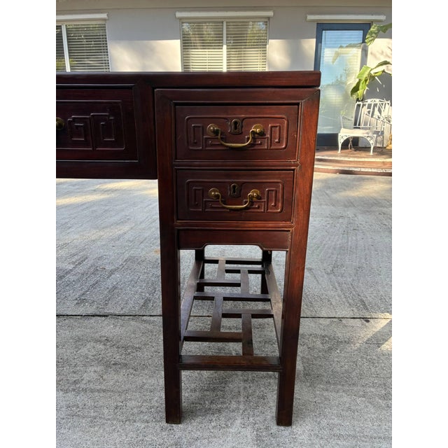 Early 20th Century Vintage Chinese Ming Style Solid Rosewood Scholar Desk / Console Table – Five Drawer For Sale - Image 5 of 17