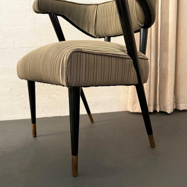 1950s Pair of Hollywood Regency Barrel Back Pleated Armchairs For Sale - Image 4 of 11