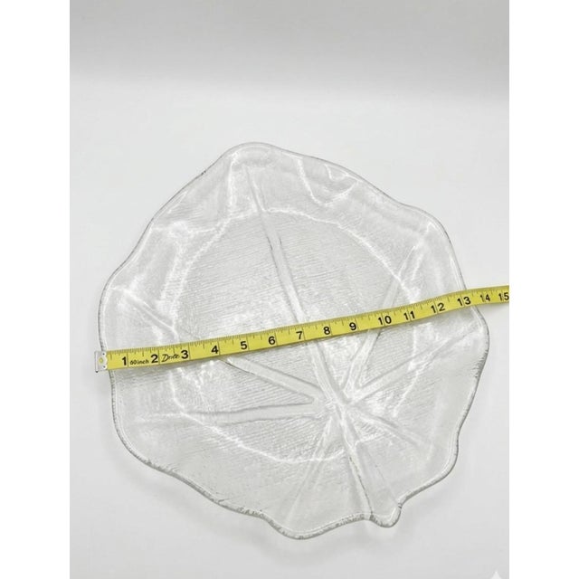 1970s Arcoroc France "Aspen" Clear Glass Leaf Platter - Large 14" For Sale - Image 4 of 5