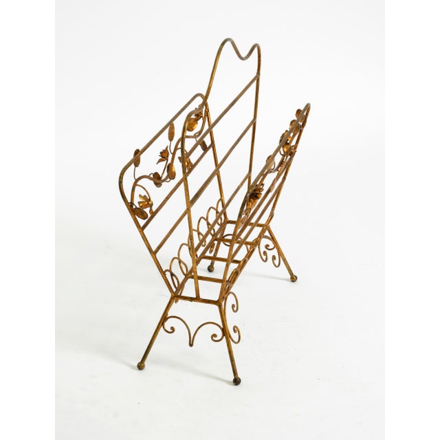 1950s Mid-Century Modern Newspaper and Magazine Rack with Gilded Metal Frame, 1950s For Sale - Image 5 of 18