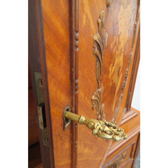Wood French Early 1900s Johnson Furniture Carved Inlay Tall Chest of Drawers For Sale - Image 7 of 18