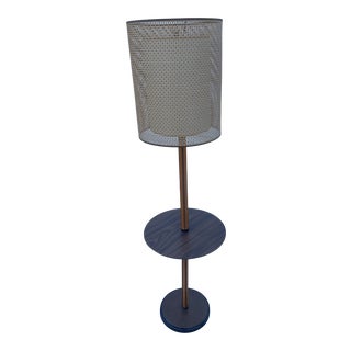 Mid Century Modern Floor Lamp With Original Fiberglass Rattan Lamp Shade For Sale
