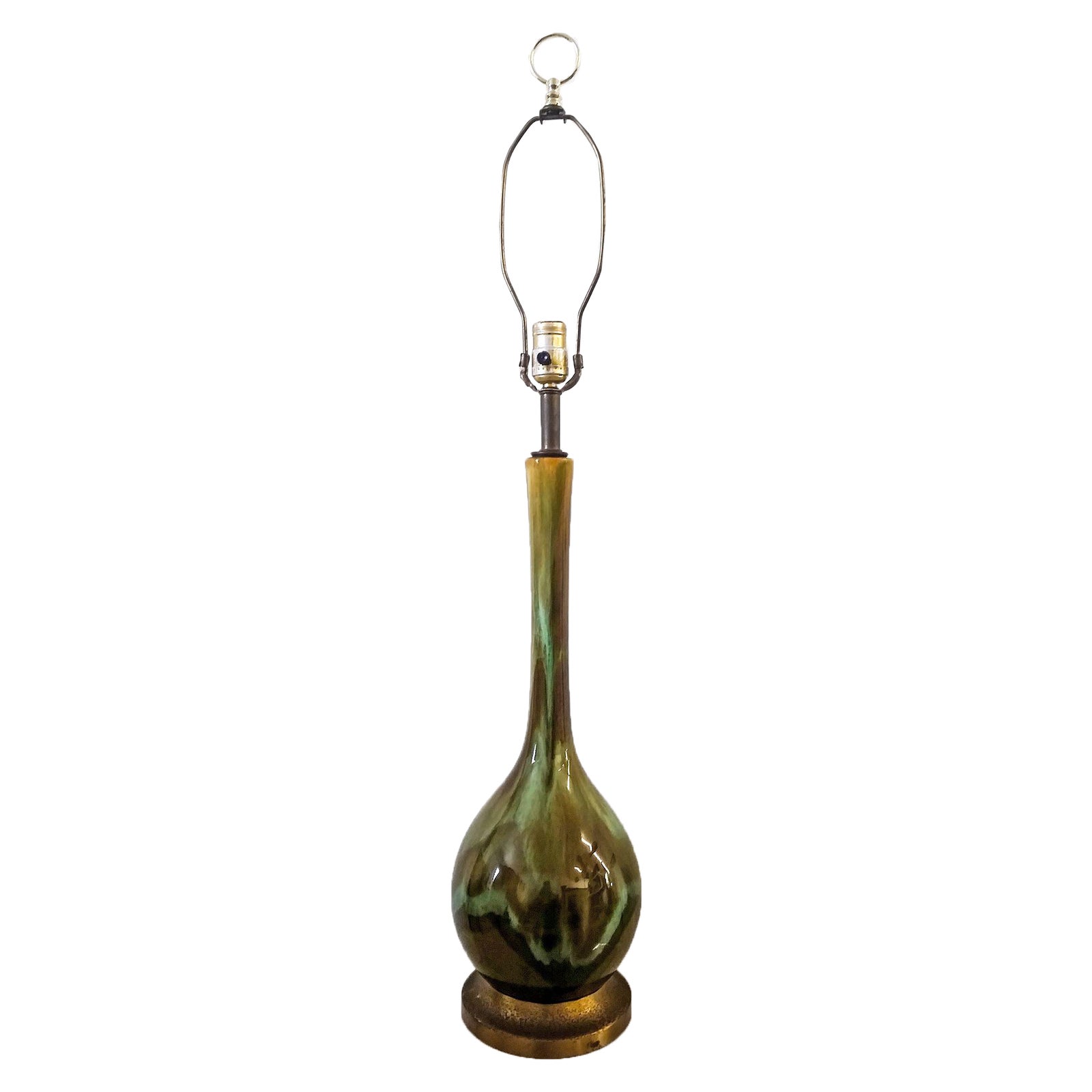 Royal Haeger Drip Glaze Lamp in Green Tones Chairish