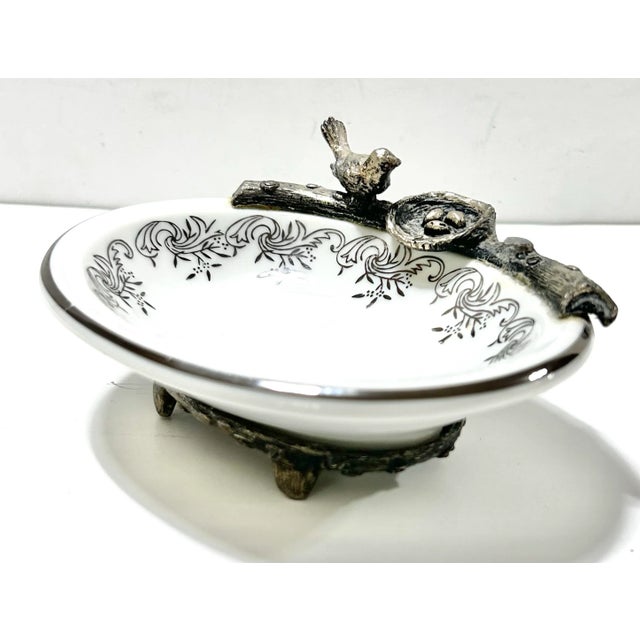 Silver Vintage Bird Nest Soap Dish – Silver Gilt Vanity Tray – Jewelry Dish Ring Holder For Sale - Image 8 of 10