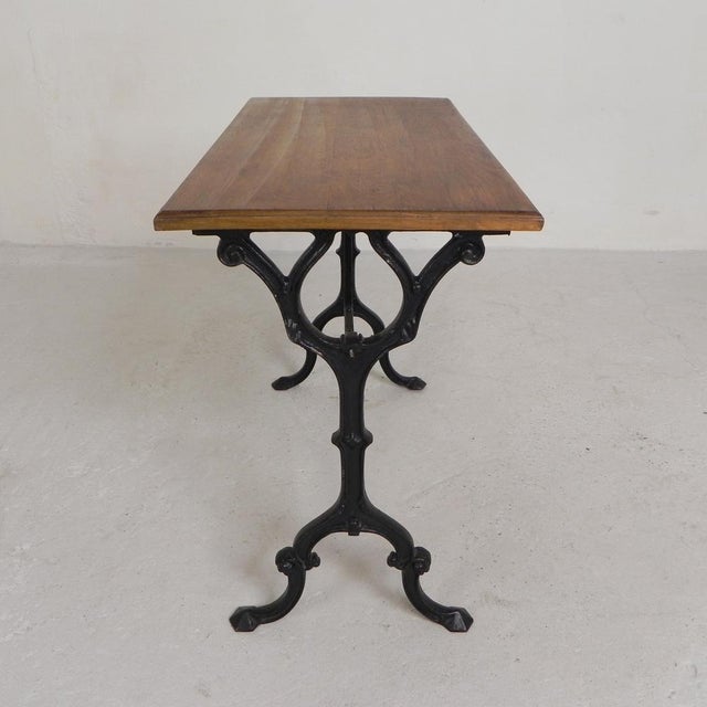 Bistro Table with Oak Top on a Cast Iron Frame, 1930s For Sale - Image 11 of 18