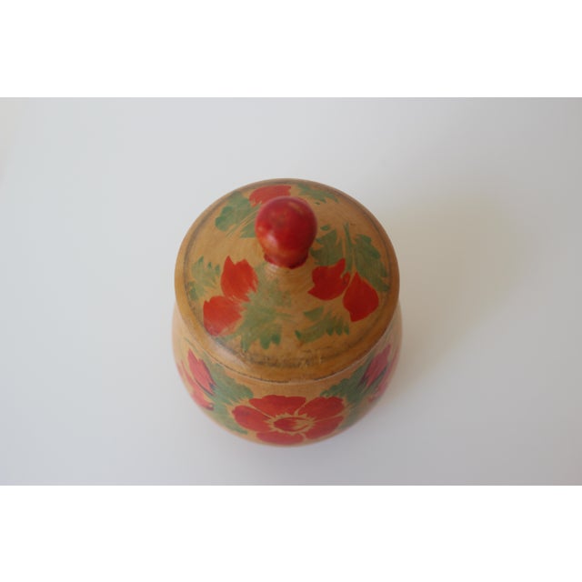 Folk Art Vintage Hand Painted Wood Flower Box, Folk Art, Trinket Box, Jewellery Box, Secret Storage, Bohemian Kitchen Decor, Country Style, Staging For Sale - Image 3 of 10