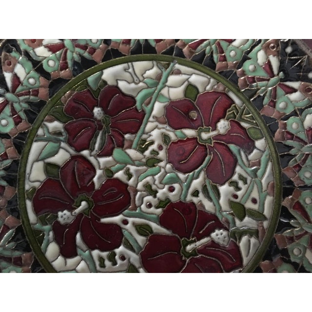Hand Painted Floral Butterfly Cloisonné Decorative Plate For Sale - Image 4 of 11