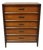 Vintage Drexel Mid Century Modern Walnut 5 Drawer Tall Chest Dresser Highboy For Sale