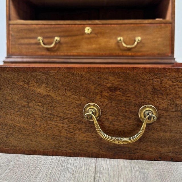 Brown Early 20th Century English Cross-Banded Mahogany Bureau For Sale - Image 8 of 14