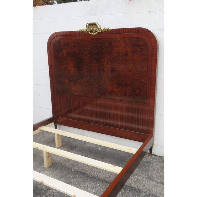 Brown French Tall Burlwood Inlay Queen Size Bed 5918 For Sale - Image 8 of 12
