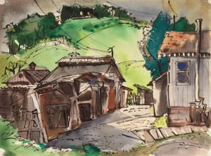 'Old San Anselmo' by Muriel Backman, 1956, California Woman Artist