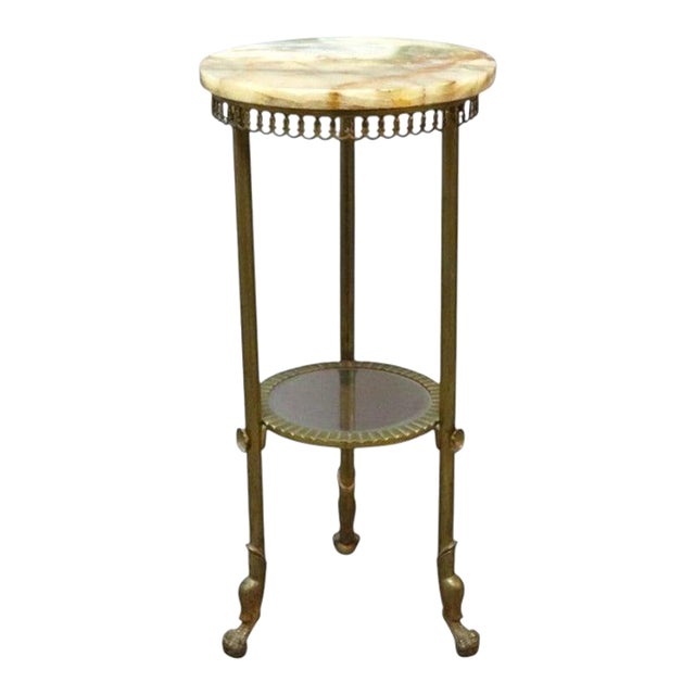 Antique Victorian Brass & Onyx Sculpture Stand 19thC For Sale
