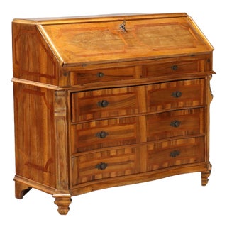 Walnut Bureau with Cherry Inlay For Sale