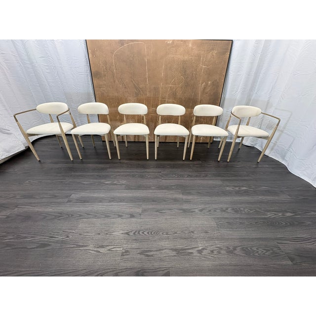 2020s Restoration Hardware Arno Fabric Dining Chairs Complete Set of 6 | 4 Side Chairs & 2 Armchairs For Sale - Image 5 of 18