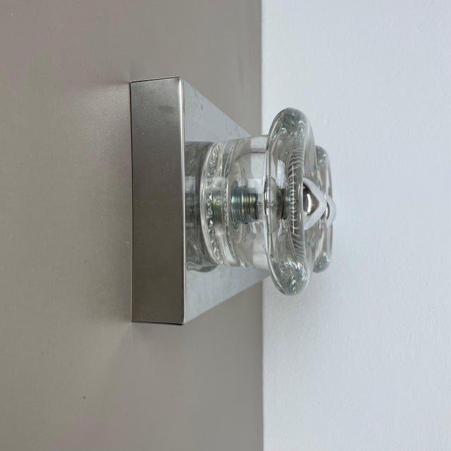 Space Age Original Metal Chrome Glass Wall Sconce Cosack Lights, Germany, 1970s For Sale - Image 3 of 18
