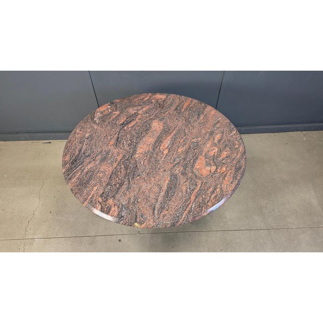 Vintage Round Granite and Brass Center Table attributed to Belogchrom, 1970s For Sale - Image 4 of 18