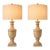 Late 20th Century Belgian French Provincial Turned Urn Table Lamps With Linen Drum Shades - a Pair For Sale
