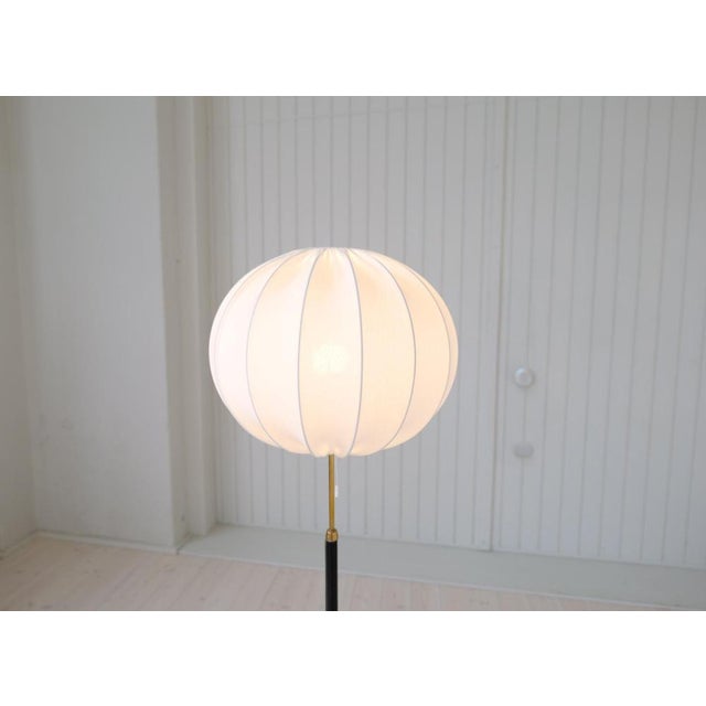 Black Mid-Century Brass Black Leather Floor Lamp from Falkenbergs Belysning, Sweden, 1960s For Sale - Image 8 of 16