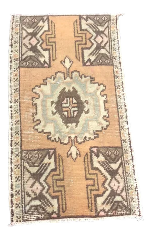 Vintage Aztec Turkish Handmade Wool Small Rug Rug