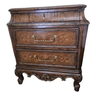 Marge Carson Verona Marble Top Carved Nightstand With Drawers For Sale