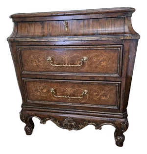 Marge Carson Verona Marble Top Carved Nightstand With Drawers