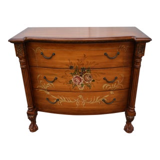 Painted Three Drawer Regency Style Carved Chest For Sale