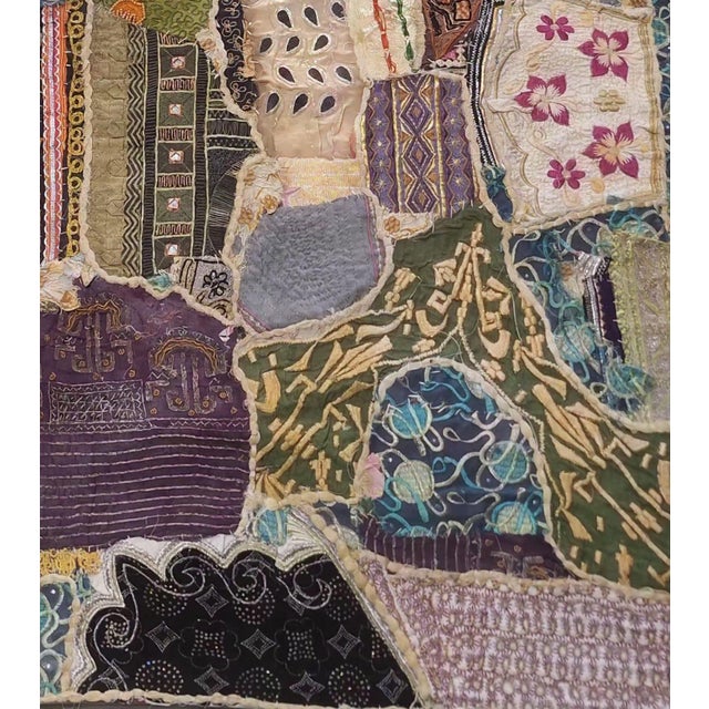 Large Antique Central & South Asian Embroidered Patchwork Textile Quilt, 7'10" X 7'5" For Sale - Image 9 of 12