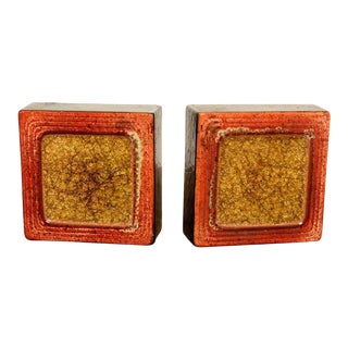 Raul Coronel Modernist Glazed Glass Ceramic Designed Bookends 1960s La For Sale