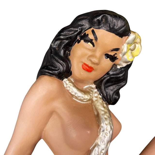 MCM Hawaiian Art Pottery Nude Pin-Up Yellow Hula Girl Wall Sculpture, Pair For Sale In Los Angeles - Image 6 of 9