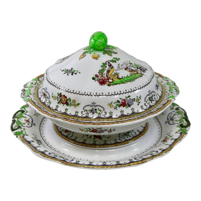 Antique Copeland Spode "Chelsea Bird" Tureen & Platter - Harrods Exclusive For Sale