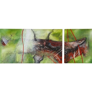 MS, The Alli-Gate Diptych, 2021, Acrylic on Canvases, Set of 2 For Sale