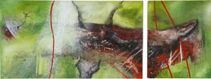 MS, The Alli-Gate Diptych, 2021, Acrylic on Canvases, Set of 2