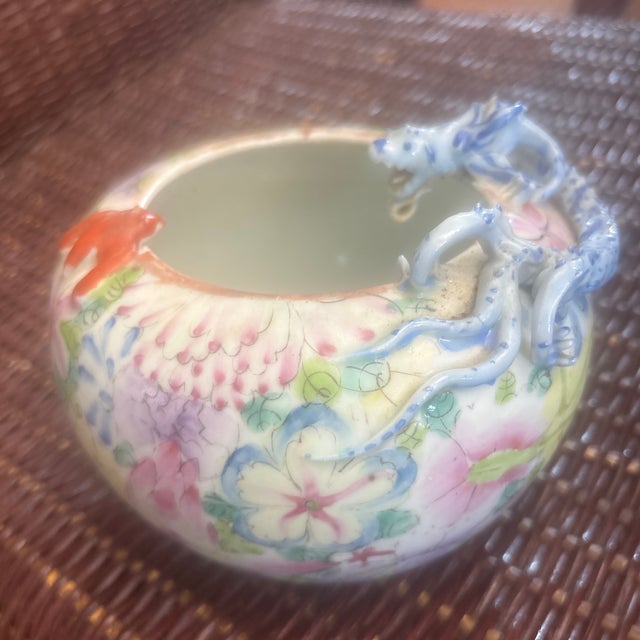 Chinoiserie Antique Chinese Famille Rose Artist Brush Washer For Sale - Image 3 of 5