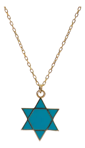 Divine Shield Star of David Blue Enamel Necklace