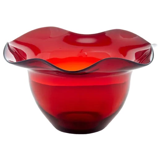 Mid 20th Century Shaped Red Art Glass Vase by Monica Bratt, 1950s For Sale