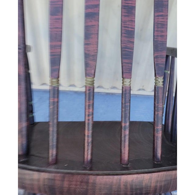 Wood 19thc Windsor Arrow Back Rocking Chair W/ Original Paint Decoration For Sale - Image 7 of 7