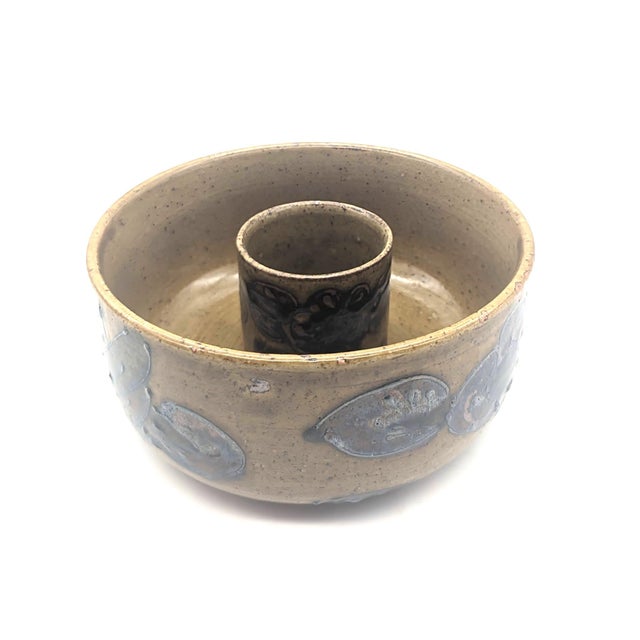 Mid-Century Modern Vintage Otagiri "Sandhill Crane" Glazed Stoneware Bowl & Sake or Tea Cup For Sale - Image 3 of 10