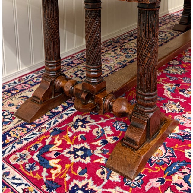 Brown Antique French Renaissance Farmhouse Triple Baluster Dining Table Oak c.1900 For Sale - Image 8 of 18