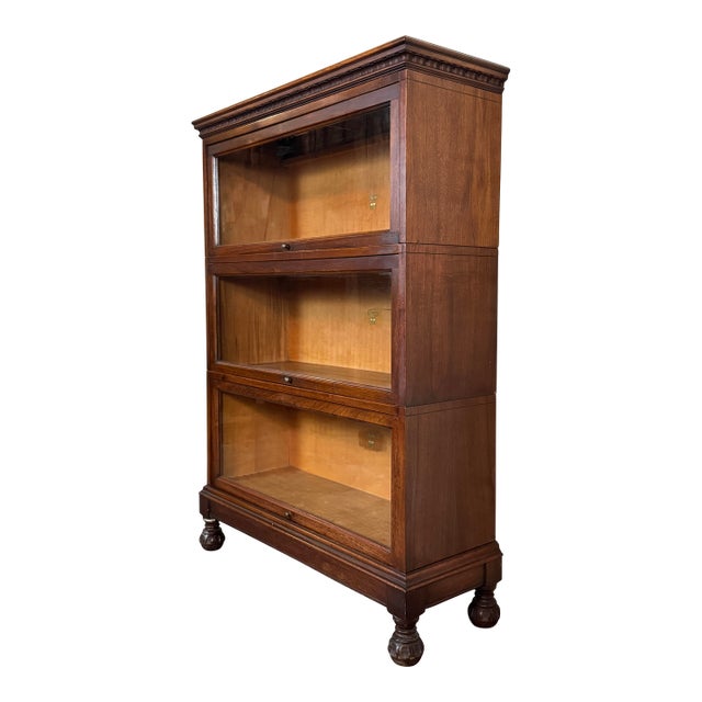 Antique Three Piece Macey Barrister Bookcase For Sale
