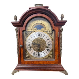 Vintage Franz Hermle Mantel Clock Tempus Fugit Dial Moon Phase Indicator 340-020 For Sale