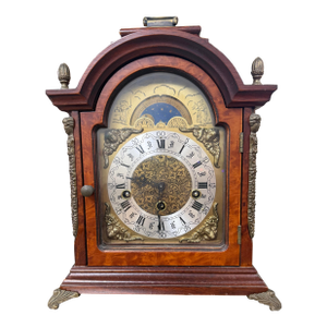 Vintage Franz Hermle Mantel Clock Tempus Fugit Dial Moon Phase Indicator 340-020