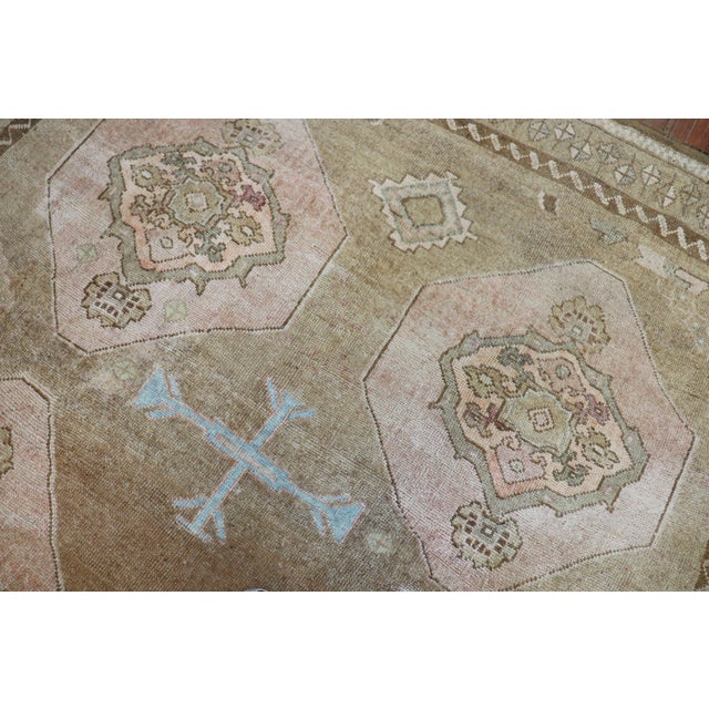 Early 21st Century 20th Century Pink Brown Beige Turkish Kars Anatolian Gallery Rug For Sale - Image 5 of 6