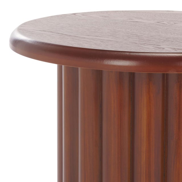 Spritely Home Monka Round End Table in Walnut For Sale - Image 4 of 7