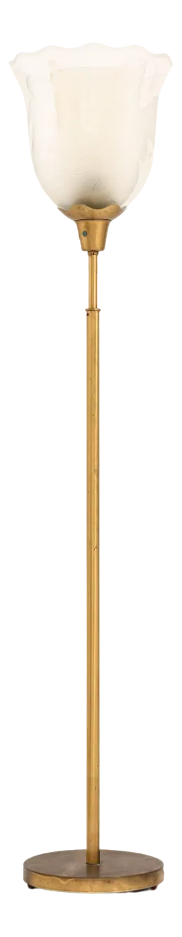 Floor Lamp in Brass and Double Glass Shades by Bo Notini, 1940s